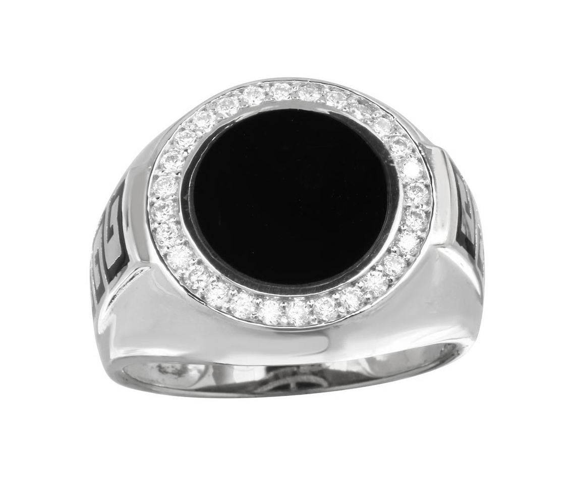 BAGUE POUR HOMME EN ARGENT RHODIÉ SERTIE DE CUBIQUES ZIRCONIAS ET D'ONYX - SP GMR00254/9 - BIJOUX D'IMPORTATION BAGUE POUR HOMME EN ARGENT RHODIÉ SERTIE DE CUBIQUES ZIRCONIAS ET D'ONYX - SP GMR00254/9 - BIJOUX D'IMPORTATION
