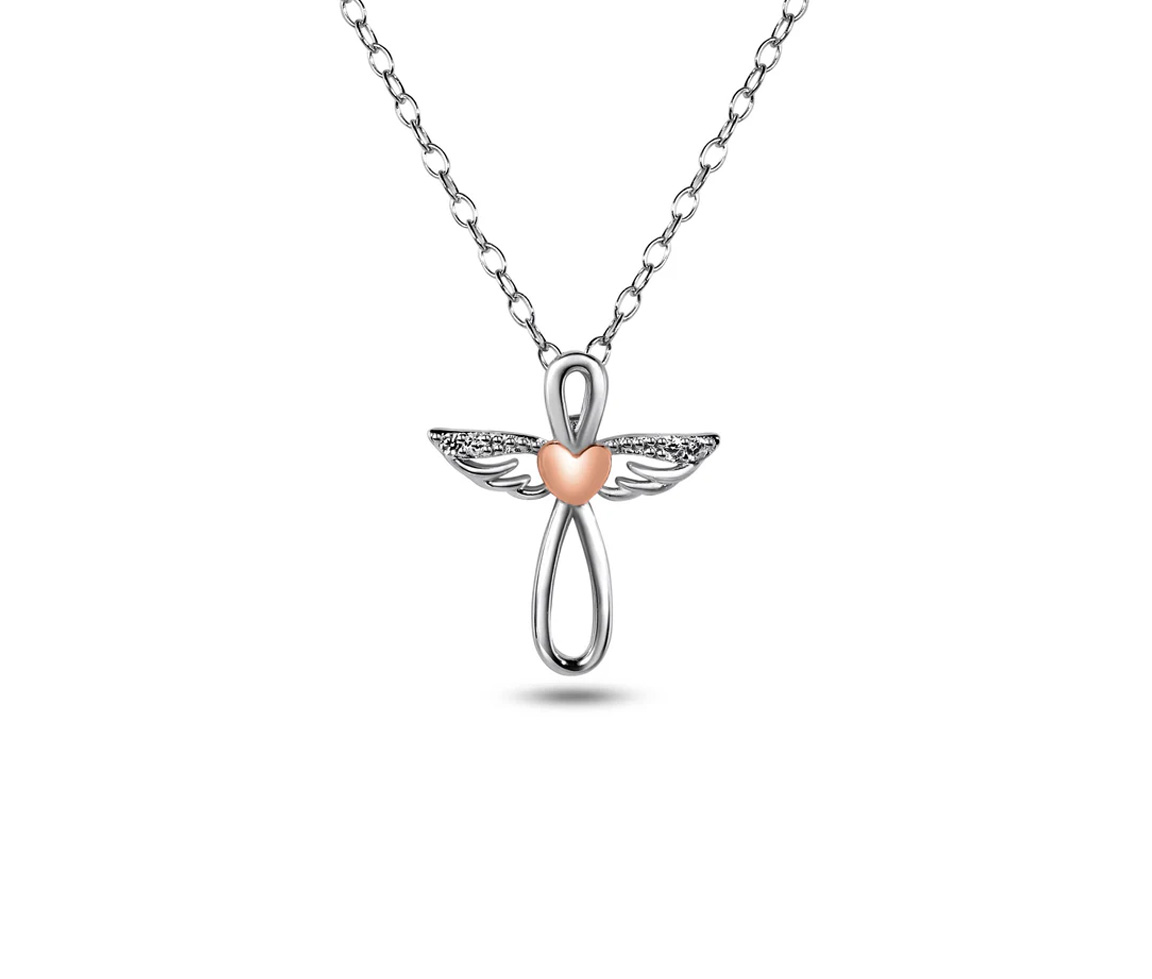 PENDENTIF ANGE/COEUR EN ARGENT RHODIÉ/PVD OR ROSE 2 TONS SERTI DE CUBIQUES ZIRCONIAS - SP BGP01481 - BIJOUX D'IMPORTATION PENDENTIF ANGE/COEUR EN ARGENT RHODIÉ/PVD OR ROSE 2 TONS SERTI DE CUBIQUES ZIRCONIAS - SP BGP01481 - BIJOUX D'IMPORTATION