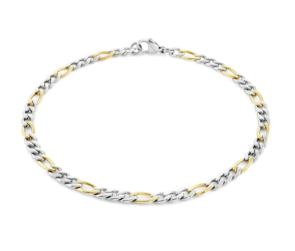 CHAINE EN ACIER/PVD OR 2 TONS À MAILLE FIGARO - IG STTN22/10 - ITALGEM CHAINE EN ACIER/PVD OR 2 TONS À MAILLE FIGARO - IG STTN22/10 - ITALGEM