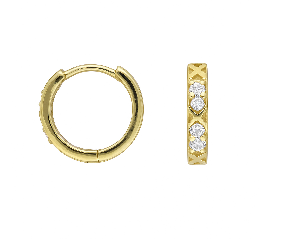 BOUCLES HUGGIES EN OR JAUNE SERTIES DE CUBIQUES ZIRCONIAS - MB HUG11 - BIJOUX D'IMPORTATION BOUCLES HUGGIES EN OR JAUNE SERTIES DE CUBIQUES ZIRCONIAS - MB HUG11 - BIJOUX D'IMPORTATION