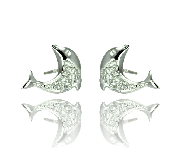 BOUCLES DAUPHIN EN ARGENT RHODIÉ SERTIES DE CUBIQUES ZIRCONIAS - SP STE00905 - BIJOUX D'IMPORTATION BOUCLES DAUPHIN EN ARGENT RHODIÉ SERTIES DE CUBIQUES ZIRCONIAS - SP STE00905 - BIJOUX D'IMPORTATION