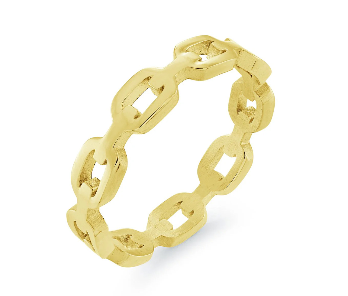 BAGUE CHAINETTE EN ACIER/PVD OR - IG SWR35/5 - VELORIA BAGUE CHAINETTE EN ACIER/PVD OR - IG SWR35/5 - VELORIA