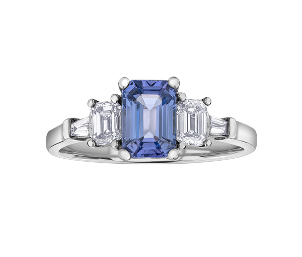 BAGUE EN OR BLANC SERTIE D'UNE TANZANITE ET DE DIAMANTS - CR 52C16W - BIJOUX CANADIEN BAGUE EN OR BLANC SERTIE D'UNE TANZANITE ET DE DIAMANTS - CR 52C16W - BIJOUX CANADIEN