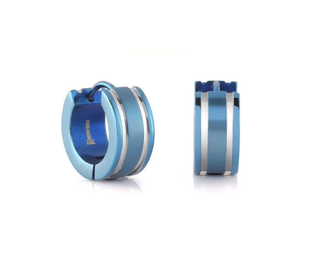 BOUCLES HUGGIES EN ACIER/PVD BLEU 2 TONS - IG SEA219 - ITALGEM BOUCLES HUGGIES EN ACIER/PVD BLEU 2 TONS - IG SEA219 - ITALGEM
