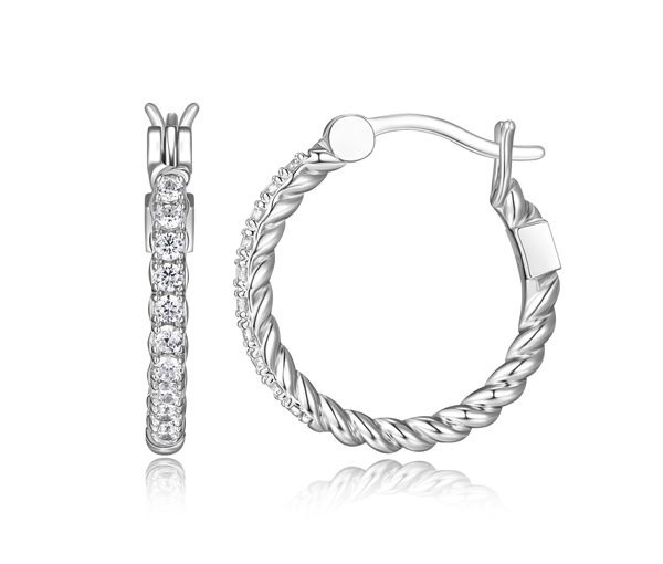 BOUCLES ANNEAUX EN ARGENT RHODIÉ SERTIES DE CUBIQUES ZIRCONIAS - PJ R2LCLL000J - ELLE BOUCLES ANNEAUX EN ARGENT RHODIÉ SERTIES DE CUBIQUES ZIRCONIAS - PJ R2LCLL000J - ELLE