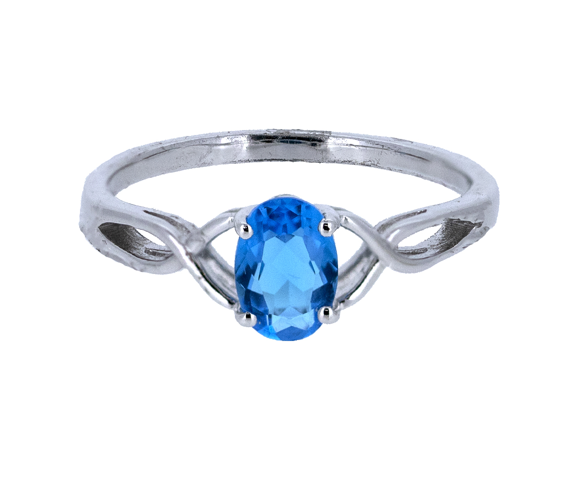 BAGUE EN ARGENT RHODIÉ SERTIE D'UN TOPAZE BLEU BAGUE EN ARGENT RHODIÉ SERTIE D'UN TOPAZE BLEU