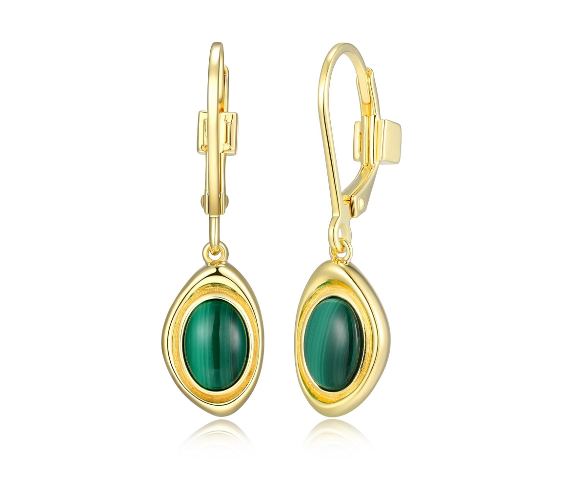 BOUCLES ELLE EN ARGENT/PVD OR SERTIES DE MALACHITE - PJ 32LCUT3003 - ELLE BOUCLES ELLE EN ARGENT/PVD OR SERTIES DE MALACHITE - PJ 32LCUT3003 - ELLE