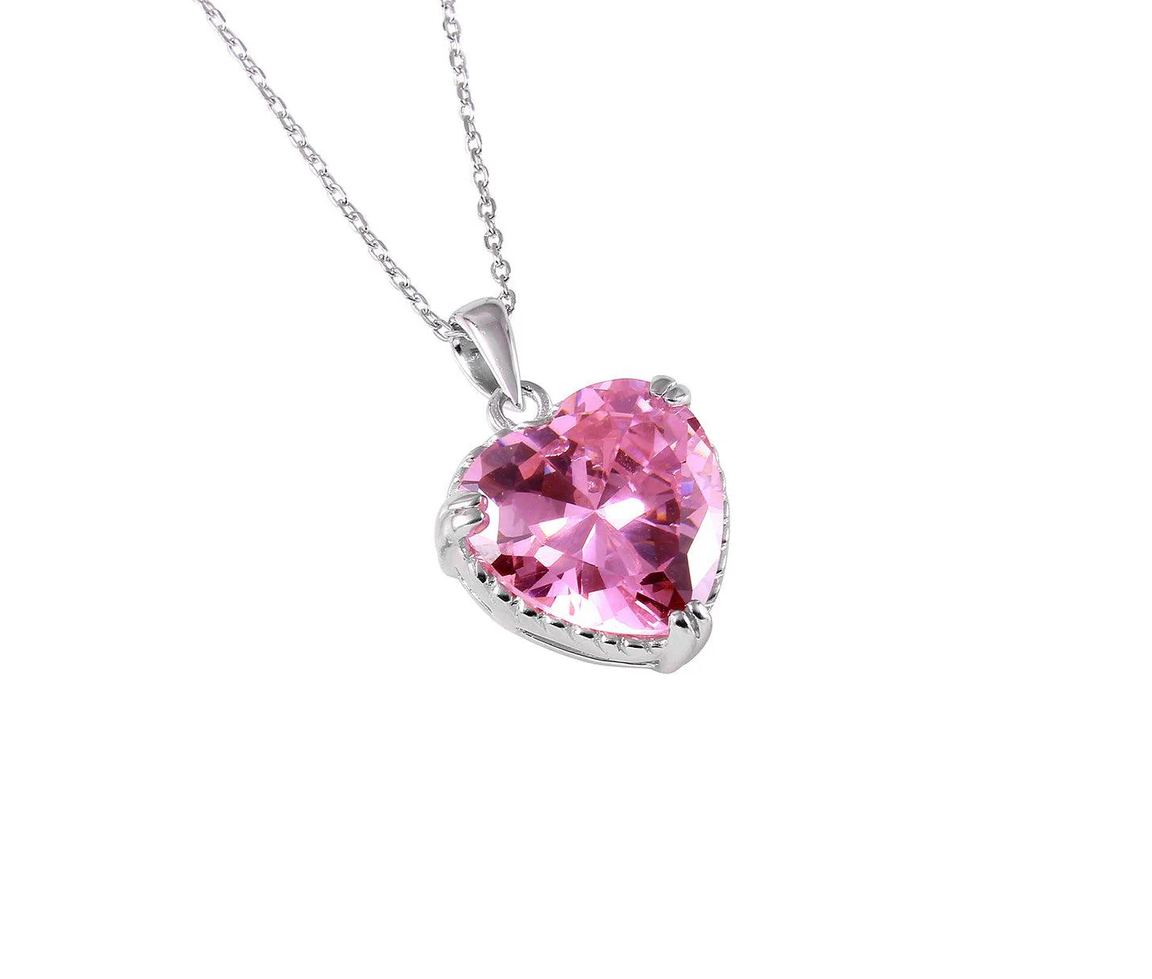 PENDENTIF COEUR EN ARGENT RHODIÉ SERTI D'UN CUBIQUE ZIRCONIA ROSE - SP BGP00731 - BIJOUX D'IMPORTATION PENDENTIF COEUR EN ARGENT RHODIÉ SERTI D'UN CUBIQUE ZIRCONIA ROSE - SP BGP00731 - BIJOUX D'IMPORTATION
