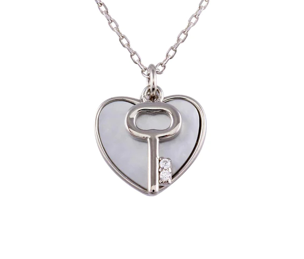 COLLIER COEUR/CLÉ EN ARGENT RHODIÉ SERTI DE NACRE DE PERLE ET DE CUBIQUES ZIRCONIAS - SP STP01757 - BIJOUX D'IMPORTATION COLLIER COEUR/CLÉ EN ARGENT RHODIÉ SERTI DE NACRE DE PERLE ET DE CUBIQUES ZIRCONIAS - SP STP01757 - BIJOUX D'IMPORTATION