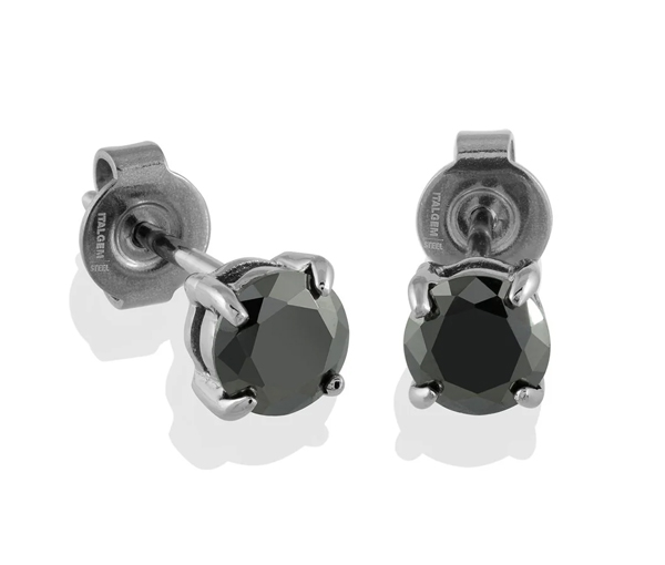 BOUCLES "STUD" EN ACIER SERTIES DE CUBIQUES ZIRCONIAS - IG SEA202 - ITALGEM BOUCLES "STUD" EN ACIER SERTIES DE CUBIQUES ZIRCONIAS - IG SEA202 - ITALGEM