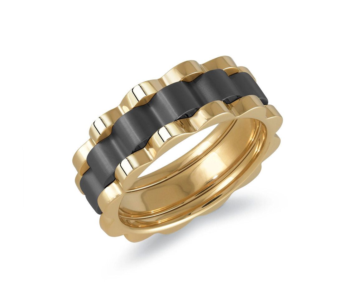 JONC EN ACIER/PVD OR ET PVD NOIR 2 TONS - IG SMR76/10 - ITALGEM JONC EN ACIER/PVD OR ET PVD NOIR 2 TONS - IG SMR76/10 - ITALGEM