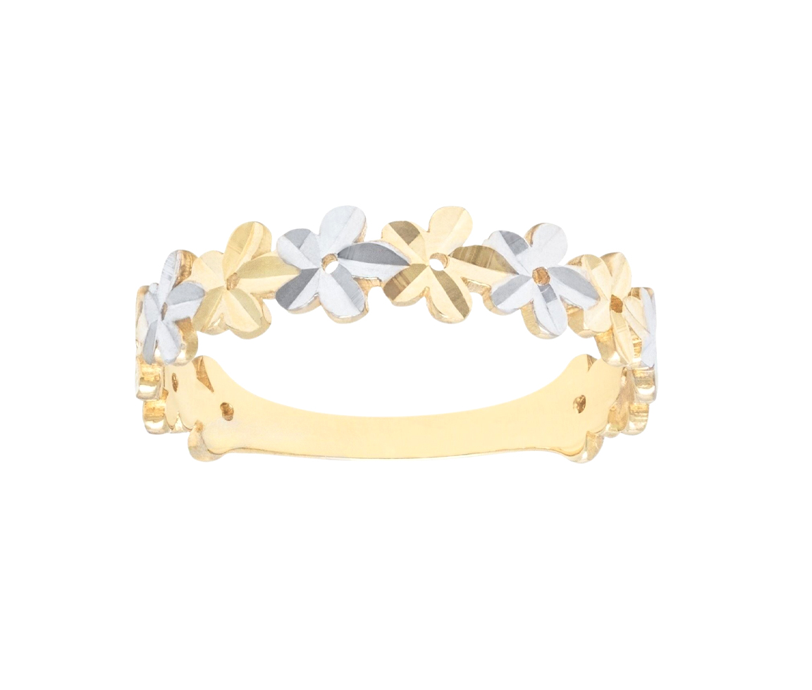 BAGUE MULTI FLEURS EN OR 2 TONS TAILLÉE DIAMANT - CB RYA20614 - CBE BAGUE MULTI FLEURS EN OR 2 TONS TAILLÉE DIAMANT - CB RYA20614 - CBE