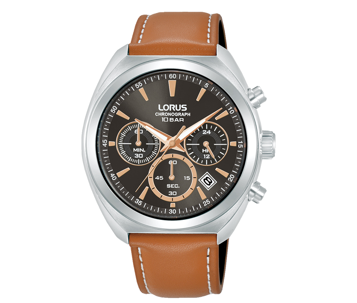 MONTRE LORUS CHRONOGRAPHE EN ACIER AVEC BRACELET DE CUIR TAN - SA RT387KX9 - LORUS MONTRE LORUS CHRONOGRAPHE EN ACIER AVEC BRACELET DE CUIR TAN - SA RT387KX9 - LORUS