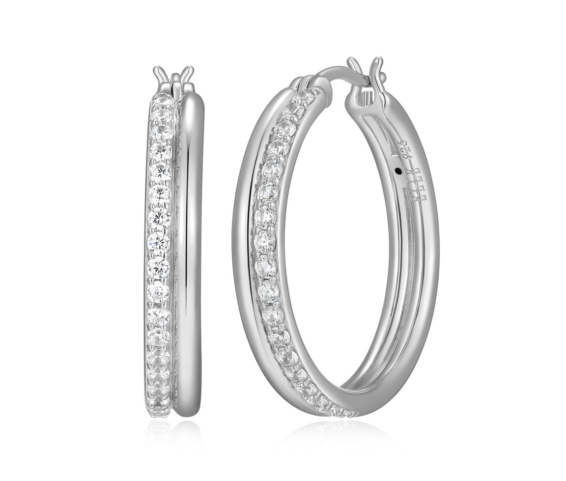 BOUCLES ANNEAUX ELLE EN ARGENT RHODIÉ SERTIES DE CUBIQUES ZIRCONIAS - PJ R2LCT6000J - ELLE BOUCLES ANNEAUX ELLE EN ARGENT RHODIÉ SERTIES DE CUBIQUES ZIRCONIAS - PJ R2LCT6000J - ELLE