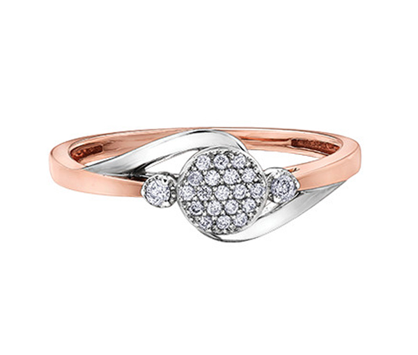 BAGUE EN OR 10K ROSE/BLANC SERTIE DE DIAMANTS - CR DD3123 - BIJOUX CANADIEN BAGUE EN OR 10K ROSE/BLANC SERTIE DE DIAMANTS - CR DD3123 - BIJOUX CANADIEN