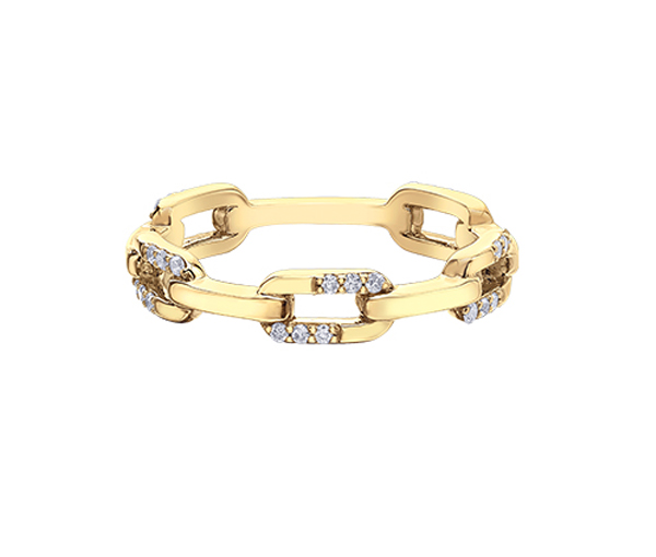 BAGUE STYLE CHAINE EN OR JAUNE SERTIE DE DIAMANTS - CR DD8083Y15 - BIJOUX CANADIEN BAGUE STYLE CHAINE EN OR JAUNE SERTIE DE DIAMANTS - CR DD8083Y15 - BIJOUX CANADIEN