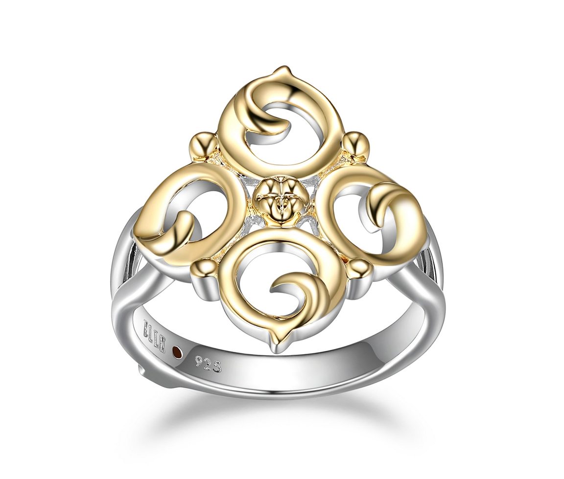 BAGUE À MOTIF FILIGRANE EN ARGENT RHODIÉ/PVD OR 2 TONS - PJ R4LACE97AC - ELLE BAGUE À MOTIF FILIGRANE EN ARGENT RHODIÉ/PVD OR 2 TONS - PJ R4LACE97AC - ELLE