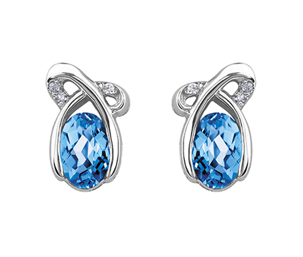 BOUCLES EN OR BLANC SERTIES DE TOPAZES BLEUS ET DE DIAMANTS - CR DD7825 - BIJOUX CANADIEN BOUCLES EN OR BLANC SERTIES DE TOPAZES BLEUS ET DE DIAMANTS - CR DD7825 - BIJOUX CANADIEN