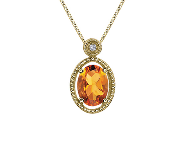 PENDENTIF EN OR SERTI D'UNE CITRINE ET D'UN DIAMANT - CR DD8101YCI - BIJOUX CANADIEN PENDENTIF EN OR SERTI D'UNE CITRINE ET D'UN DIAMANT - CR DD8101YCI - BIJOUX CANADIEN