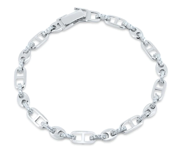 BRACELET EN ARGENT RHODIÉ À MAILLE MARINE ET GRAIN DE CAFÉ - SP GMB00110 - BIJOUX D'IMPORTATION BRACELET EN ARGENT RHODIÉ À MAILLE MARINE ET GRAIN DE CAFÉ - SP GMB00110 - BIJOUX D'IMPORTATION