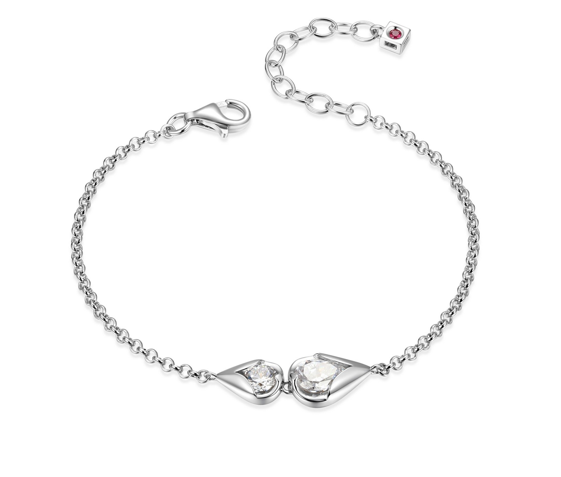 BRACLET ELLE "TULIPE" EN ARGENT RHODIÉ SERTI DE CUBIQUES ZIRCONIAS - PJ R1LAR0004Q - ELLE BRACLET ELLE "TULIPE" EN ARGENT RHODIÉ SERTI DE CUBIQUES ZIRCONIAS - PJ R1LAR0004Q - ELLE