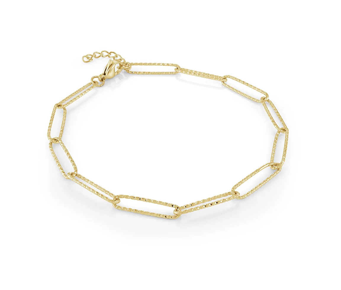 BRACELET EN ACIER/PVD OR À MAILLE PAPERCLIP TAILLÉE DIAMANT - IG SWB104 - VELORIA BRACELET EN ACIER/PVD OR À MAILLE PAPERCLIP TAILLÉE DIAMANT - IG SWB104 - VELORIA