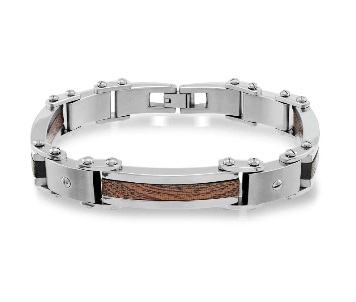 BRACELET EN ACIER ET BOIS - IG SMB28 - ITALGEM BRACELET EN ACIER ET BOIS - IG SMB28 - ITALGEM
