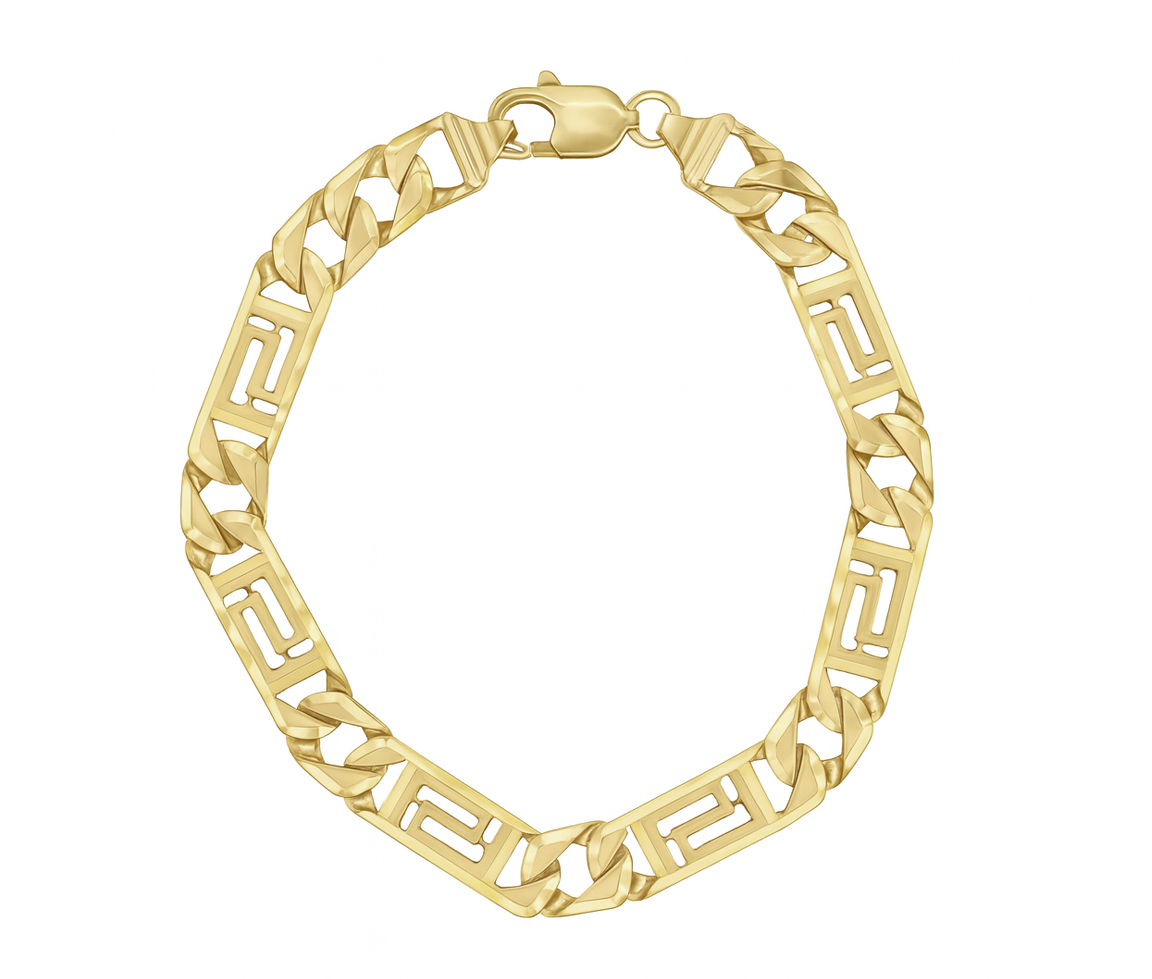 BRACELET EN OR JAUNE À MAILLE FIGARO/VERSACE TAILLÉ DIAMANT - MB BRAVER01 - BIJOUX D'IMPORTATION BRACELET EN OR JAUNE À MAILLE FIGARO/VERSACE TAILLÉ DIAMANT - MB BRAVER01 - BIJOUX D'IMPORTATION