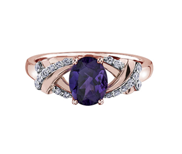 BAGUE EN OR SERTIE D'UNE AMÉTHYSTE ET DE DIAMANTS - CR DD2847 - BIJOUX CANADIEN BAGUE EN OR SERTIE D'UNE AMÉTHYSTE ET DE DIAMANTS - CR DD2847 - BIJOUX CANADIEN