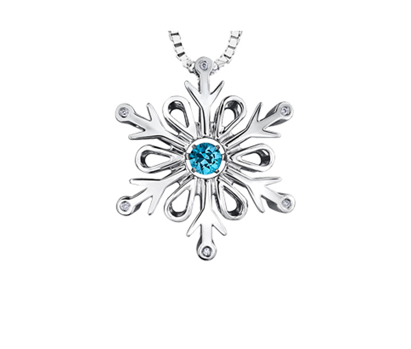PENDENTIF FLOCON EN ARGENT RHODIÉ SERTI D'UN TOPAZE BLEU DANSANT ET DE DIAMANTS - CR DD2961 - BIJOUX CANADIEN PENDENTIF FLOCON EN ARGENT RHODIÉ SERTI D'UN TOPAZE BLEU DANSANT ET DE DIAMANTS - CR DD2961 - BIJOUX CANADIEN
