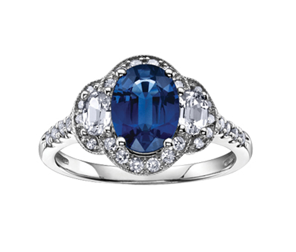 BAGUE EN OR BLANC SERTIE DE SAPHIRS BLEUS ET BLANCS ET DE DIAMANTS - CR DD2600 - BIJOUX CANADIEN BAGUE EN OR BLANC SERTIE DE SAPHIRS BLEUS ET BLANCS ET DE DIAMANTS - CR DD2600 - BIJOUX CANADIEN
