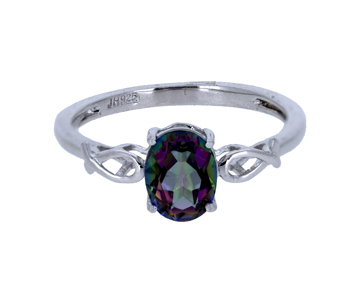 JOLIE BAGUE EN ARGENT RHODIÉ SERTIE D'UN TOPAZE MYSTIQUE JOLIE BAGUE EN ARGENT RHODIÉ SERTIE D'UN TOPAZE MYSTIQUE