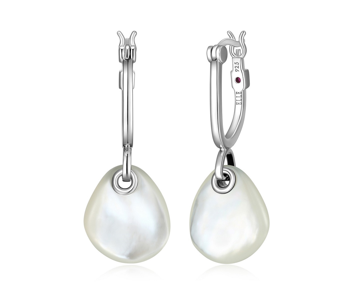 BOUCLES ELLE EN ARGENT RHODIÉ SERTIES DE NACRE BLANC - PJ R2LCQKA90J - ELLE BOUCLES ELLE EN ARGENT RHODIÉ SERTIES DE NACRE BLANC - PJ R2LCQKA90J - ELLE