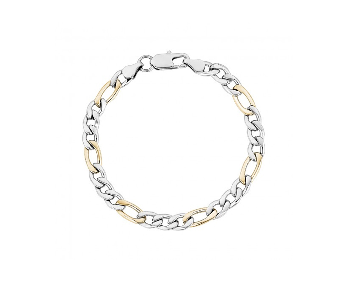 BRACELET ACIER/PVD OR FIGARO 7MM 7.5'' - AZ SSB411TT 7.5 - AREZZO BRACELET ACIER/PVD OR FIGARO 7MM 7.5'' - AZ SSB411TT 7.5 - AREZZO