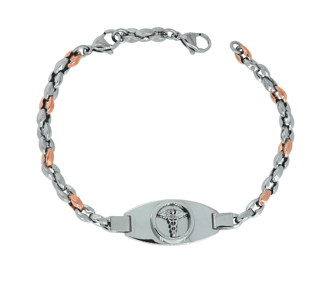 BRACELET MÉDICAL EN ACIER/PVD OR ROSE 2 TONS - IG SMAB64 - ITALGEM BRACELET MÉDICAL EN ACIER/PVD OR ROSE 2 TONS - IG SMAB64 - ITALGEM