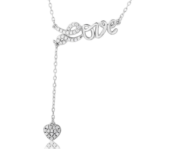 COLLIER LOVE+COEUR EN ARGENT RHODIÉ SERTI DE CUBIQUES ZIRCONIAS - SP BGP01107 - BIJOUX D'IMPORTATION COLLIER LOVE+COEUR EN ARGENT RHODIÉ SERTI DE CUBIQUES ZIRCONIAS - SP BGP01107 - BIJOUX D'IMPORTATION