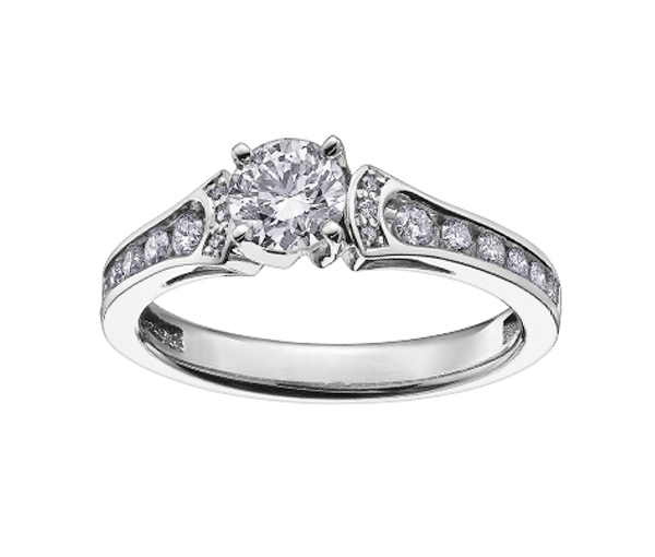 BAGUE EN OR BLANC SERTIE D'UN DIAMANT CANADIEN ET DE DIAMANTS - CR ML254W75 - BIJOUX CANADIEN BAGUE EN OR BLANC SERTIE D'UN DIAMANT CANADIEN ET DE DIAMANTS - CR ML254W75 - BIJOUX CANADIEN