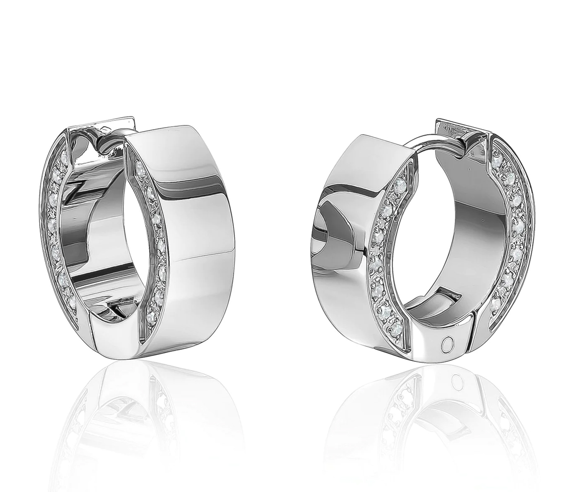 BOUCLES HUGGIES EN ACIER SERTIES DE CUBIQUES ZIRCONIAS - IG SEA231 - ITALGEM BOUCLES HUGGIES EN ACIER SERTIES DE CUBIQUES ZIRCONIAS - IG SEA231 - ITALGEM