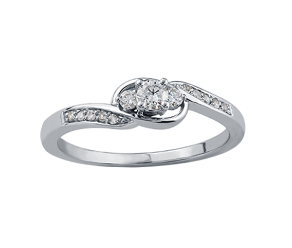 BAGUE EN OR 10K BLANC SERTIE DE DIAMANTS BAGUE EN OR 10K BLANC SERTIE DE DIAMANTS