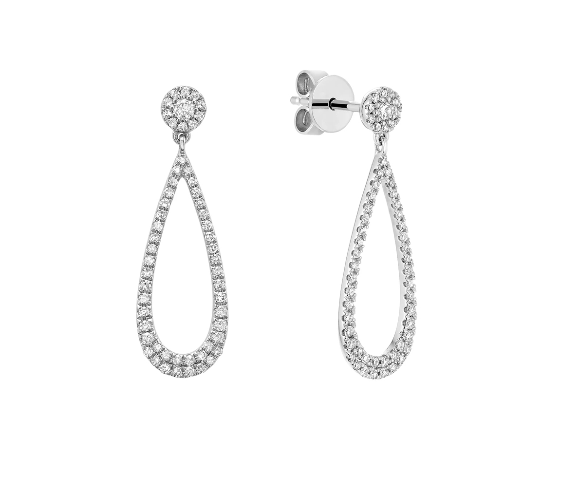BOUCLES EN OR 14K BLANC SERTIES DE DIAMANTS - BR 1304DD50 - BIJOUX D'IMPORTATION BOUCLES EN OR 14K BLANC SERTIES DE DIAMANTS - BR 1304DD50 - BIJOUX D'IMPORTATION