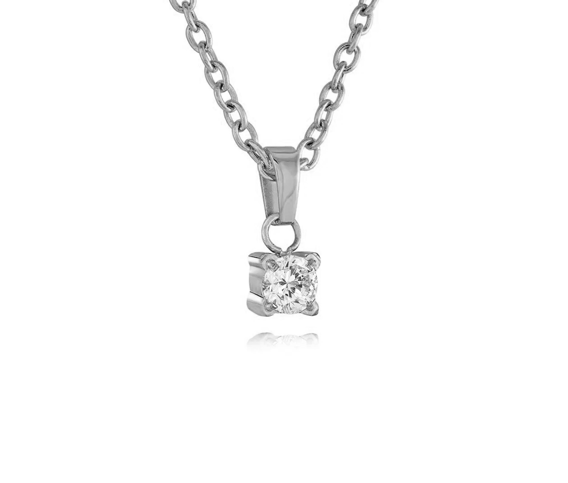 PENDENTIF CUBIQUE ZIRCONIA SOLITAIRE EN ACIER ET SA CHAINE - IG SWP47 - ITALGEM PENDENTIF CUBIQUE ZIRCONIA SOLITAIRE EN ACIER ET SA CHAINE - IG SWP47 - ITALGEM