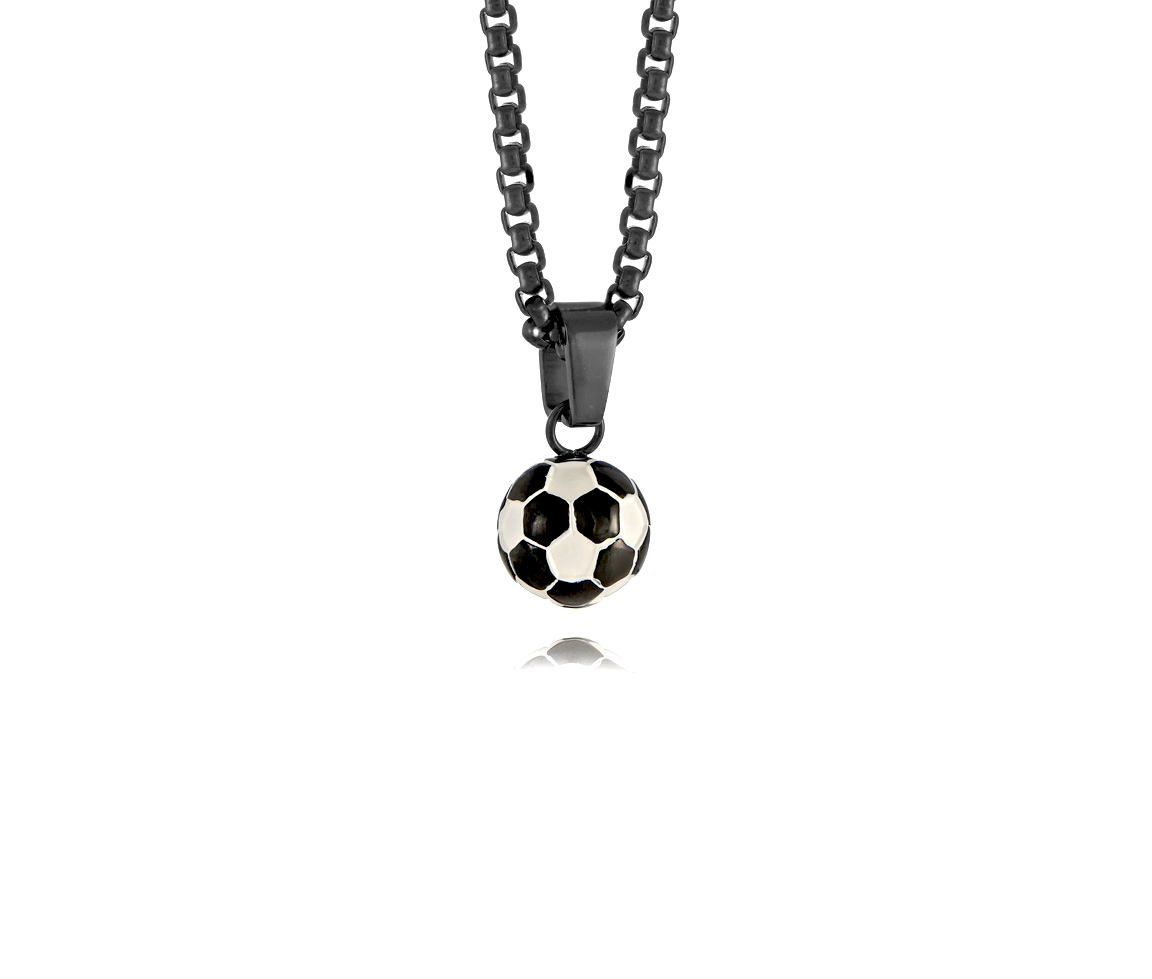 PENDENTIF BALLON DE SOCCER EN ACIER/PVD BLANC ET NOIR AVEC SA CHAINE - IG SP401 - ITALGEM PENDENTIF BALLON DE SOCCER EN ACIER/PVD BLANC ET NOIR AVEC SA CHAINE - IG SP401 - ITALGEM