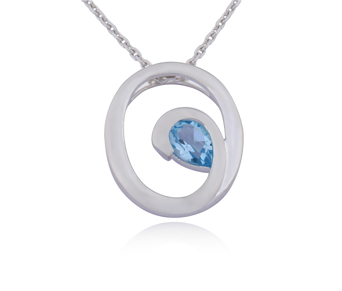 PEND. OVALE ARG. TOP. BLEU 18'' - PJ 60L5931248 - ELLE PEND. OVALE ARG. TOP. BLEU 18'' - PJ 60L5931248 - ELLE