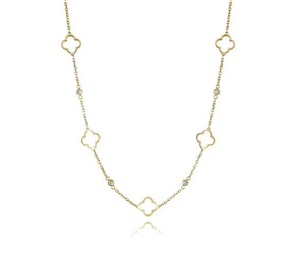 CHAINE EN ACIER/PVD OR AVEC TRÈFLES AJOURÉS ET CUBIQUES ZIRCONIAS - IG SWN80 - ITALGEM CHAINE EN ACIER/PVD OR AVEC TRÈFLES AJOURÉS ET CUBIQUES ZIRCONIAS - IG SWN80 - ITALGEM