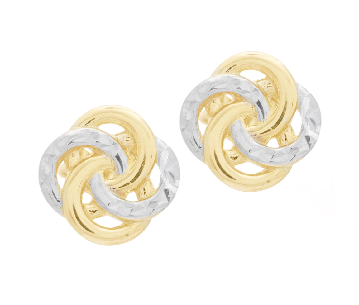 BOUCLES FIXES DOUBLE NOEUDS EN OR 2 TONS TAILLÉES DIAMANT - CB EYD452880 - CBE BOUCLES FIXES DOUBLE NOEUDS EN OR 2 TONS TAILLÉES DIAMANT - CB EYD452880 - CBE