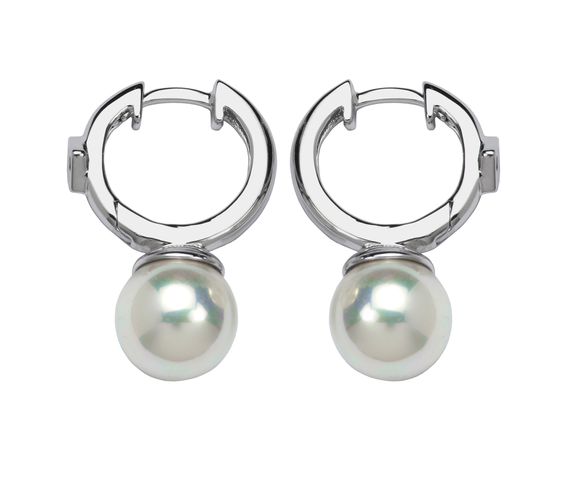 BOUCLES HUGGIES EN ARGENT RHODIÉ SERTIES DE PERLES D'EAU DOUCE BOUCLES HUGGIES EN ARGENT RHODIÉ SERTIES DE PERLES D'EAU DOUCE