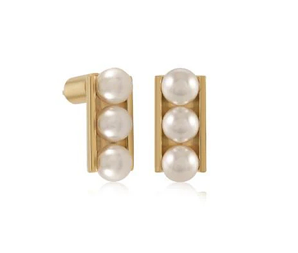 BOUCLES FIXES EN ACIER/PVD OR SERTIES DE 3 PERLES SYNTHÉTIQUES - IG SEA361 - VELORIA BOUCLES FIXES EN ACIER/PVD OR SERTIES DE 3 PERLES SYNTHÉTIQUES - IG SEA361 - VELORIA