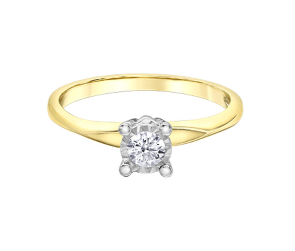 BAGUE POUR DAME EN OR 10K 2 TONS SERTIE D'UN DIAMANT - CR DX929YW18 - BIJOUX CANADIEN BAGUE POUR DAME EN OR 10K 2 TONS SERTIE D'UN DIAMANT - CR DX929YW18 - BIJOUX CANADIEN
