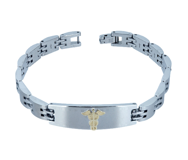 BRACELET MÉDICAL EN ACIER ET OR JAUNE - WB BMD626 - MEDICO BELLO BRACELET MÉDICAL EN ACIER ET OR JAUNE - WB BMD626 - MEDICO BELLO