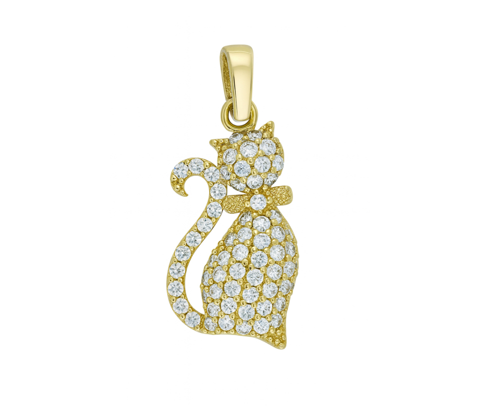 PENDENTIF CHAT EN OR JAUNE SERTI D'UN PAVÉ DE CUBIQUES ZIRRCONIAS - MB CHAT06 - BIJOUX D'IMPORTATION PENDENTIF CHAT EN OR JAUNE SERTI D'UN PAVÉ DE CUBIQUES ZIRRCONIAS - MB CHAT06 - BIJOUX D'IMPORTATION